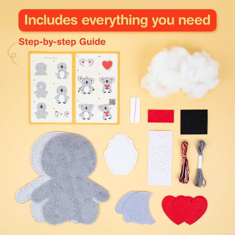 Avenir My First Sewing Kit for Beginner Ages 6+ I Premium Plush Big DIY Animals I Child-Safe Tools for Easy Crafting Fun I Motor Skills & Wiggle Stuff Stitching Creativity I Skill Gift for Boys & Girl - Image 3